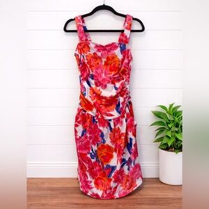 🩵👉💗Bright Floral Dress w/ Pockets | Pink Orange Summer Sundress | Size Small
